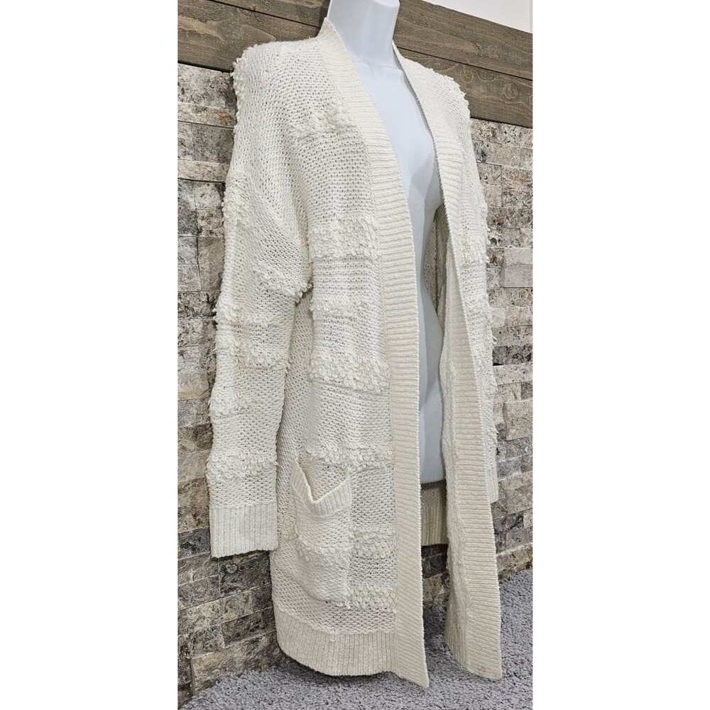 En Thread Chunky Fringe Cardigan Sweater L Pockets Coastal Grandma Cottagecore
